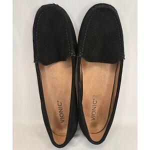 Vionic Debbie Black Suede Orthotic Loafers Women’s 9.5 Wide Comfort Shoes